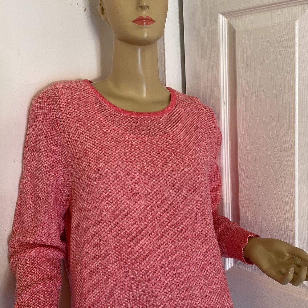 Pink&White Sweater with White Sleeveless Top Underneath